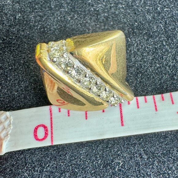 Vintage Givenchy Gold and Crystal Square Stud Earrings - Picture 8 of 9